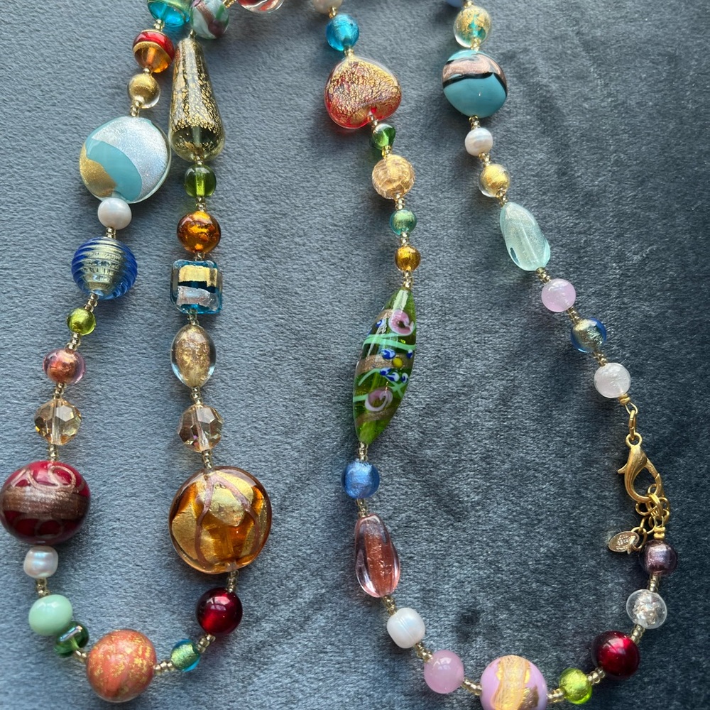 Murano glass long strand necklace
